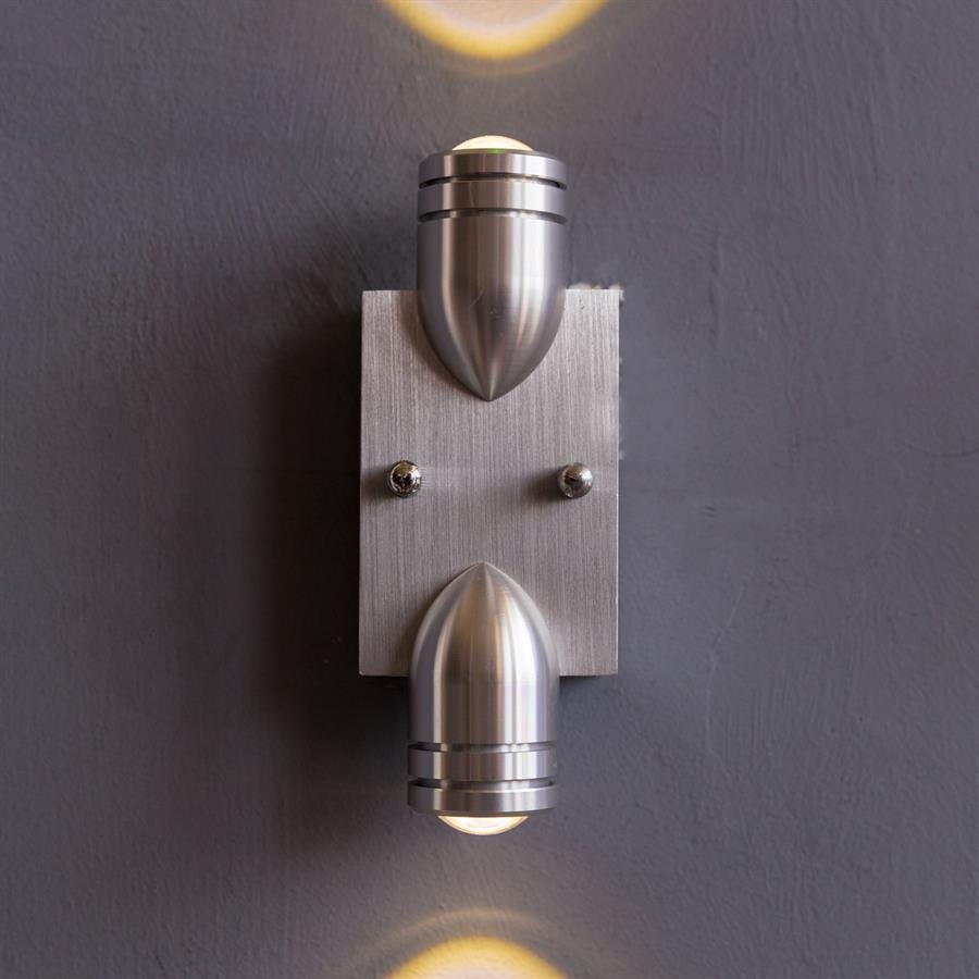 Garden Wall Lamp with Top and Bottom Light and Steel Structure (Silver) [W-6631/2X3W]