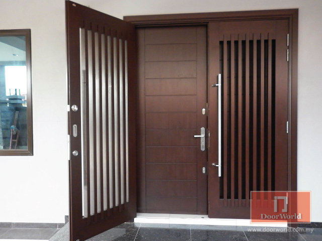 Fd 03 Nyatoh Ksk Double Layer Wooden Solid Front Door Building