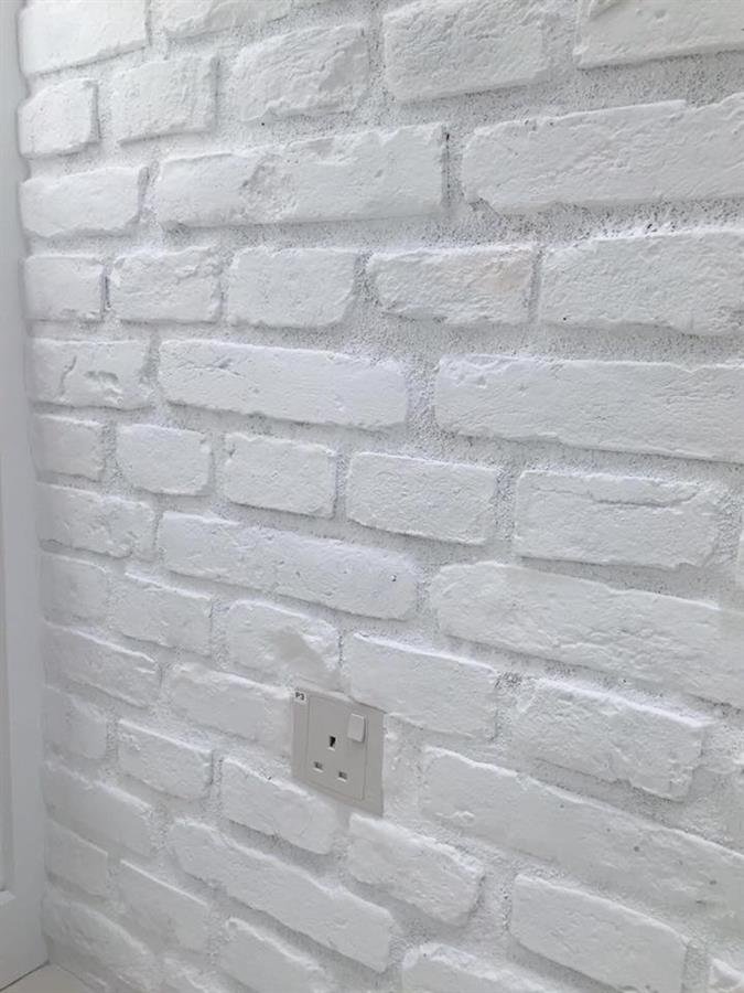 Pure White Vintage Brick Wall Panel