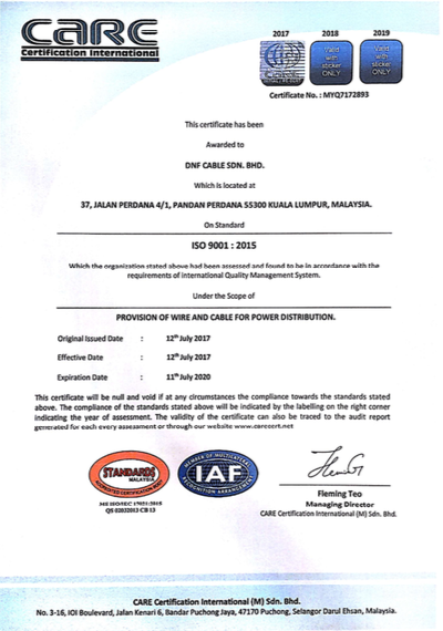 ISO 9001 : 2015 MYQ7172893