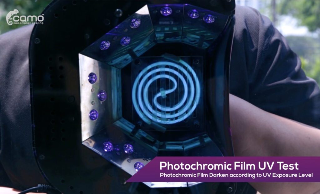 photochromic window film tinting process expose to uv test